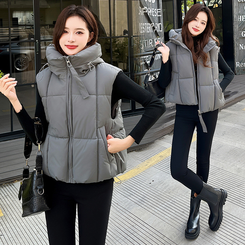 2025 otoño y invierno nuevo chaleco de algodón plumado de mujer comercio exterior corto estilo coreano chaleco suelto chaleco de caballo abrazadera ropa abrigo image 4