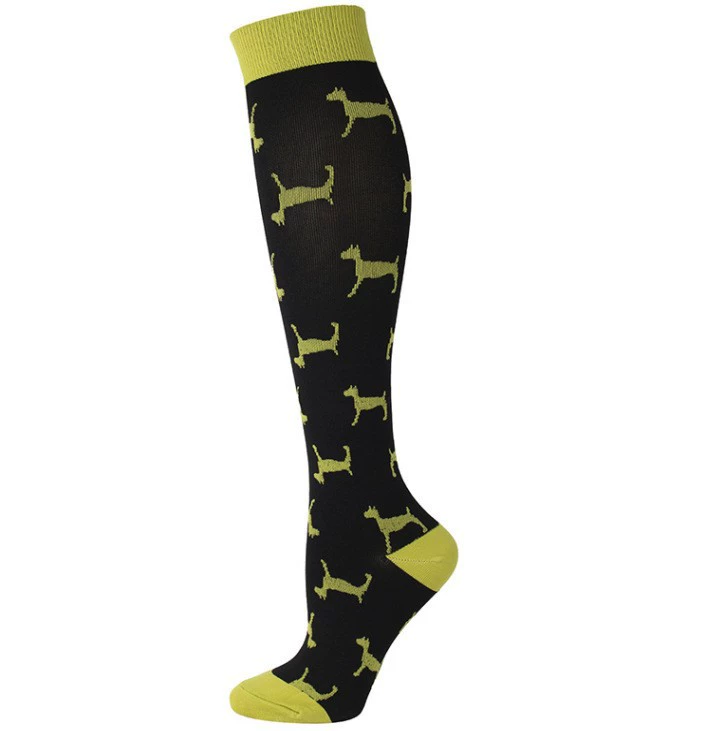 Compression Running Socks, Unisex Jacquard Knee-High Socks, Multiple Patterns, S/M & L/XL
