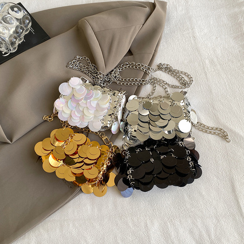 Cross-border small bag for women 2024 new internet celebrity super hot sequin crossbody small square bag versatile personalized key lipstick bag