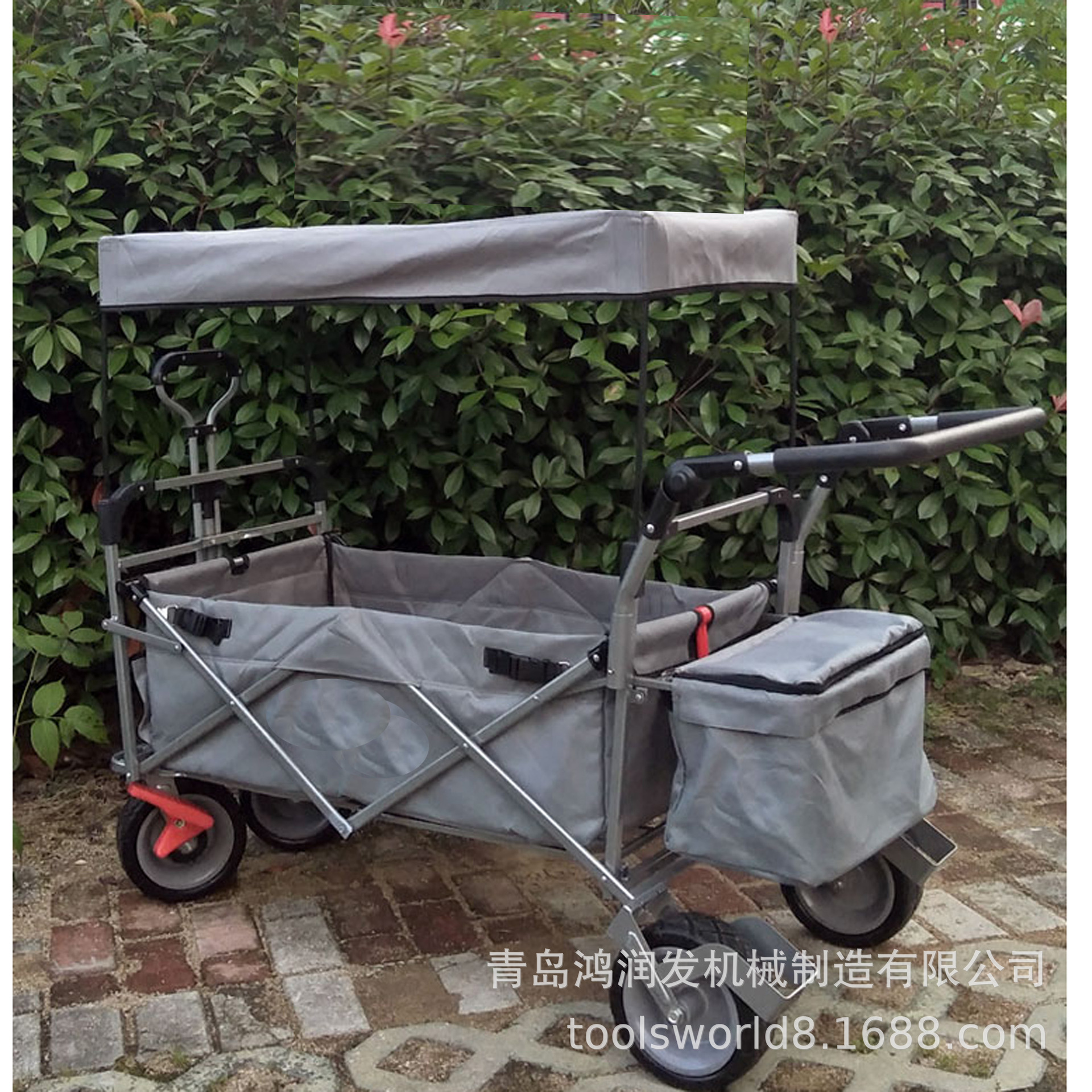 厂家供应户外折叠营地露营可折叠布兜工具车带顶棚多用途式野营车