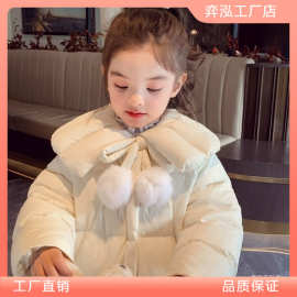 女童中长款羽绒棉服加厚面包服冬装2025新款洋气儿童加厚保暖批发