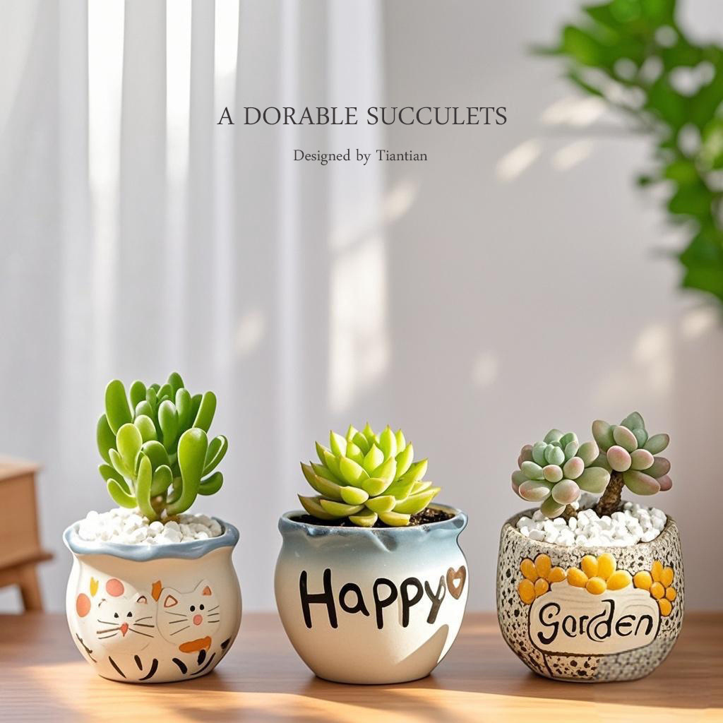 多肉植物组合室内小盆栽带陶瓷花盆土老桩高端仙人球绿植