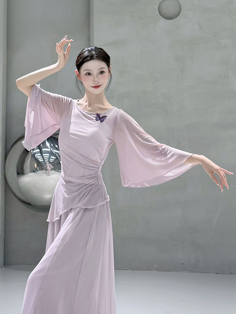 ✅ Classical Dance Flowing Gauze Dress with Fluttering Sleeves, Butterfly Dance Practice Outfit, Chinese Dance, Modern Dance, Physical Training