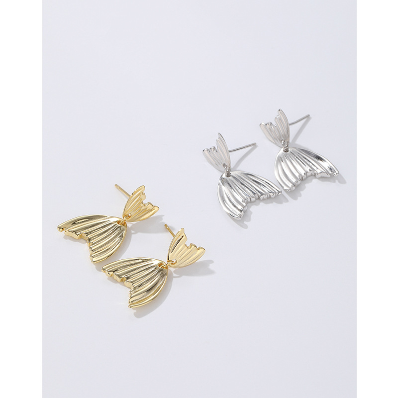 925 pendientes de cola de pez de plata esterlina nicho femenino diseño de alto grado 2023 nuevos pendientes populares pendientes de temperamento simple
