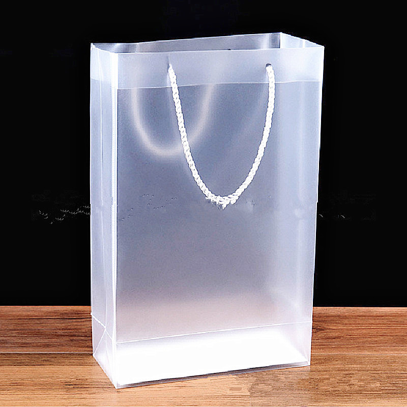 PVC透明防渗水鲜花手提袋 花店花艺花束包装材料PP手拎塑料礼品袋