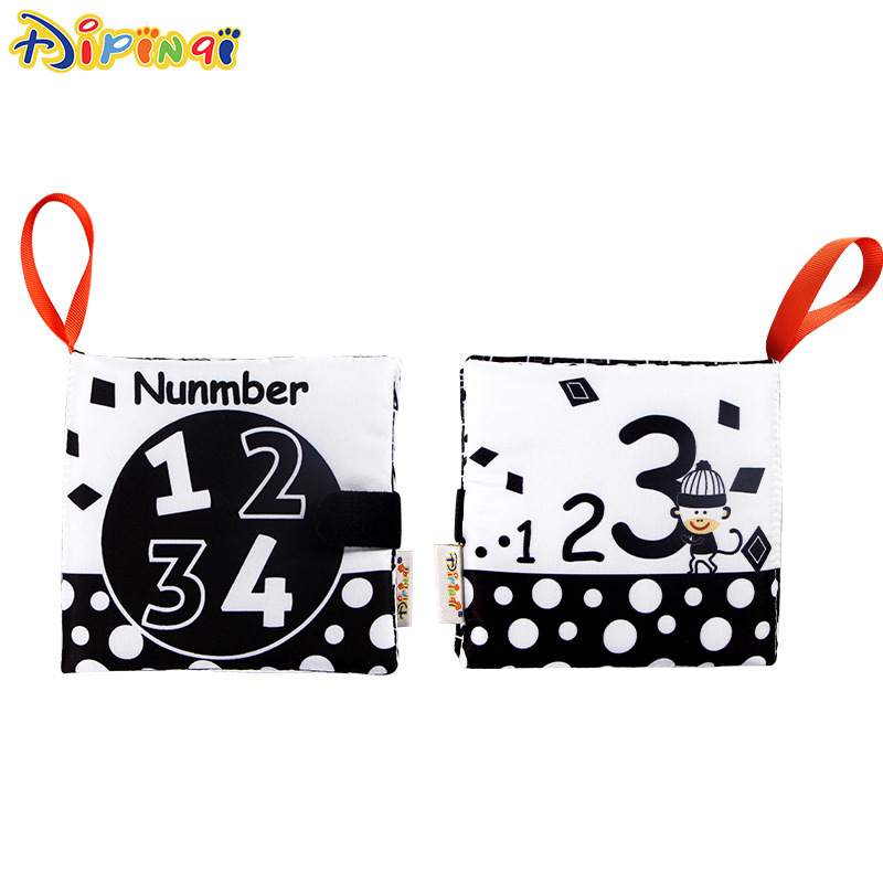 Aipinqi New Baby Black and White Digital Cloth Book Cognitive Tear-Resistant Sound Paper Children's Early Learning Book Infant Toy
