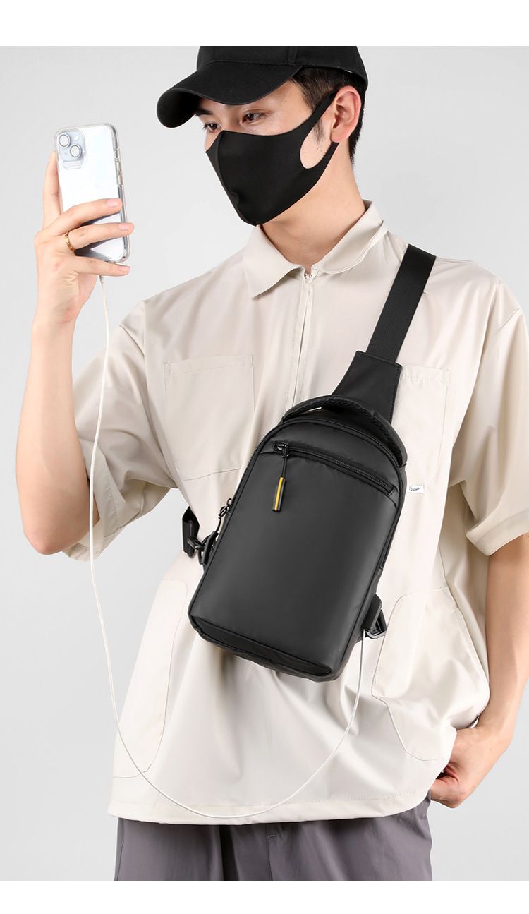 Sac poitrine homme bandoulière avec port usb sacoche pratique_voghion.com
