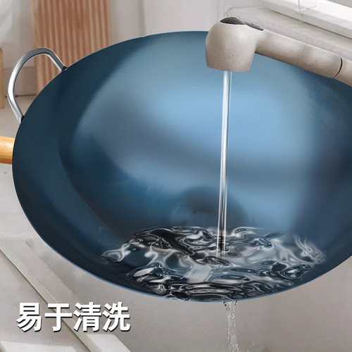 Iron pot wok traditional old-fashioned wok non-stick pot household uncoated pot manufacturer double-ear pot wrought iron pot wholesale
