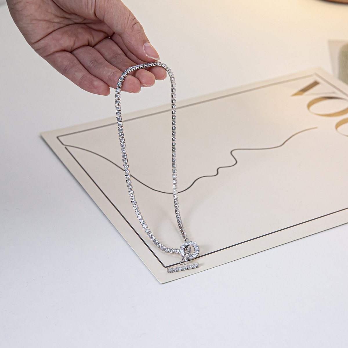 Fashion Geometric Copper Inlay Zircon Necklace 1 Piece