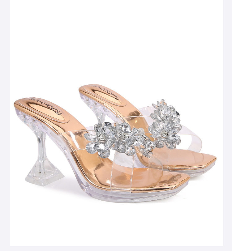 Sandal nữ quai ngang trong suốt gót ly pha lê, gót 6–8 cm — Vàng Sâm Banh, màu tím chi tiết 19
