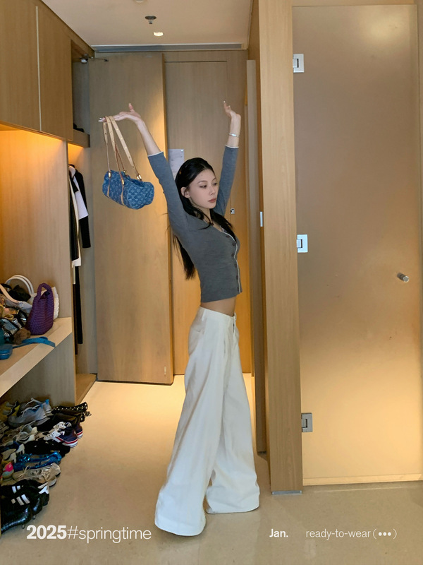 SUNONEONE 白色阔腿裤牛仔裤女秋季新款美式宽松弯刀直筒休闲裤子|undefined