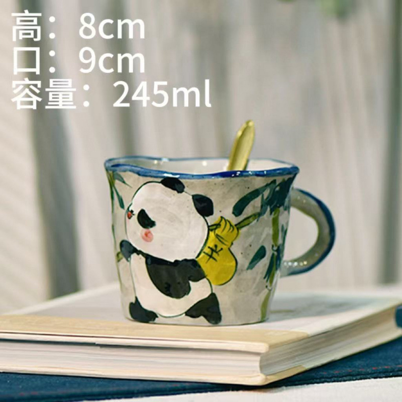 景德镇手绘猫爪情侣马克杯家用早餐咖啡杯釉下彩陶瓷杯可爱猫咪杯|undefined