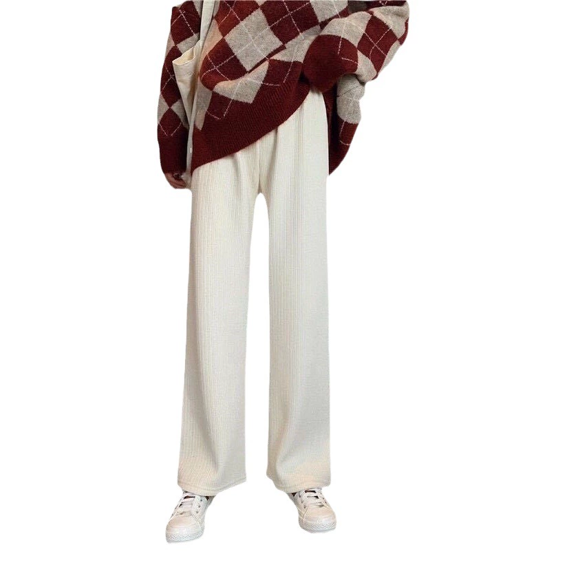 Широкие брюки из синели для женщин, осень-зима, драпированный вельвет, повседневные прямые брюки, свободного кроя, подходят для дома и улицы, на флисовой подкладке.