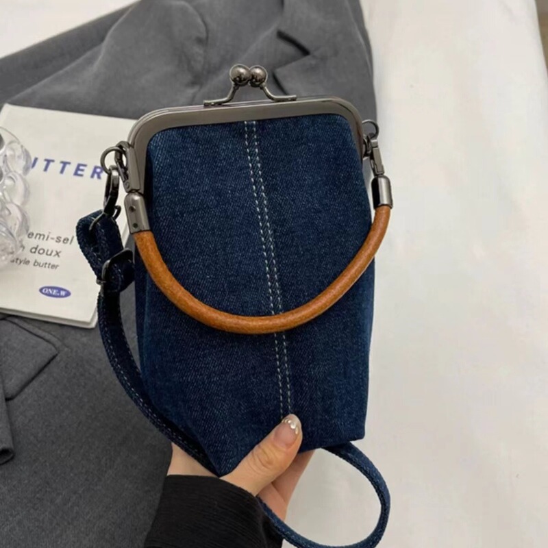 Fashionable Casual Denim Bag, Mobile Phone Bag, Crossbody Bag, Artistic Handbag, Versatile Commuting Handmade Women's Bag
