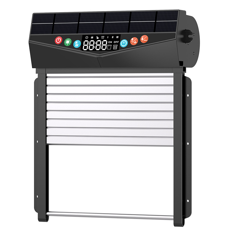 Outdoor solar-powered chicken coop door with remote control, automatic roller shutter, automatic closing and opening, pet door, available for wholesale