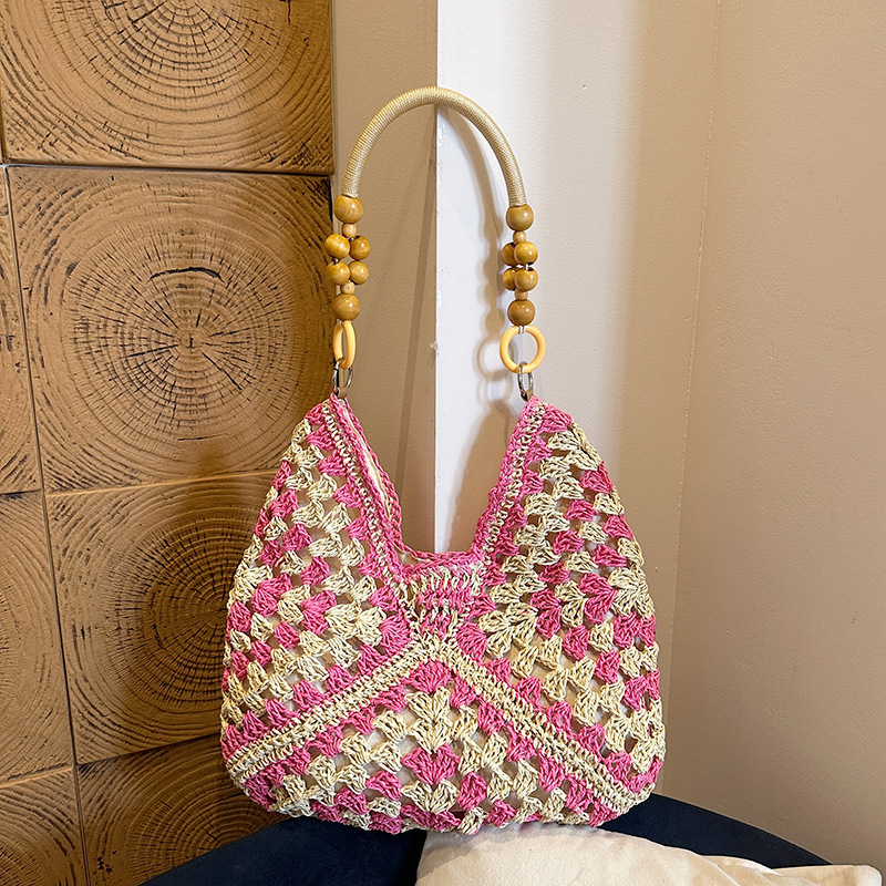 Bolsa de tejido de gran capacidad para mujeres 2026 nuevo verano de vacaciones en la playa bolsa de viaje simple bolsa de arte image 16