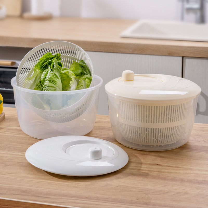 Manual Vegetable Dehydrator Salad Spinner Household Vegetable Basket Kitchen Spinner Washing Basket Large Capacity Draining Basket