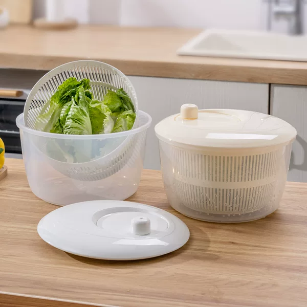 Manual Vegetable Dehydrator Salad Spinner Household Vegetable Basket Kitchen Spinner Washing Basket Large Capacity Draining Basket
