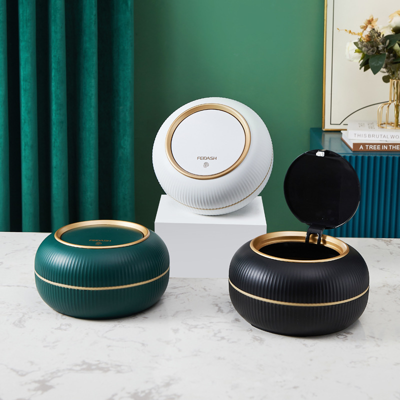 Basero de escritorio tamaño pequeño hogar mini luz lujo sala de estar Oficina escritorio creativo almacenamiento cubo prensa cubierta elástica tipo