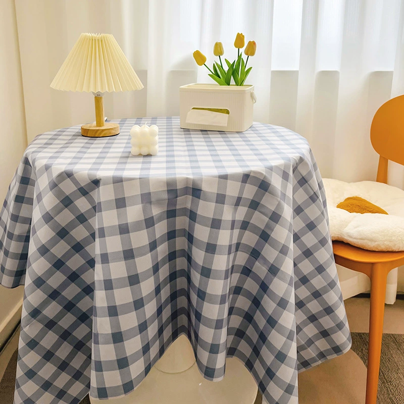 Net red plaid tablecloth Ins wind girl heart round table cloth layout dust dining table cloth coffee table padding