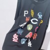 PS44548# 夏季新款潮牌韩版MLB满印字母印花休闲宽松版男女情侣款短袖 服装批发直播货源