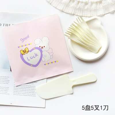 40 sets of pulp trays, disposable knife and fork trays, tableware, birthday cake trays, party, plastic set