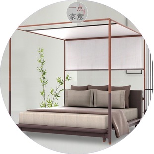 New Modern Retro Shelf Bed Homestay Hotel Simple Designer Four-post Bed Villa Master Bedroom Furniture
