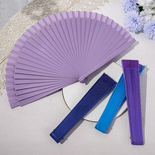 In Stock Spanish Fan Plain Pure Wood Folding Fan Female Modern Simple Props Classical Solid Color Folding Fan