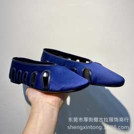 欧美大牌新款外贸真皮镂空平底套脚真丝镂空原单尾单跨境单鞋女鞋