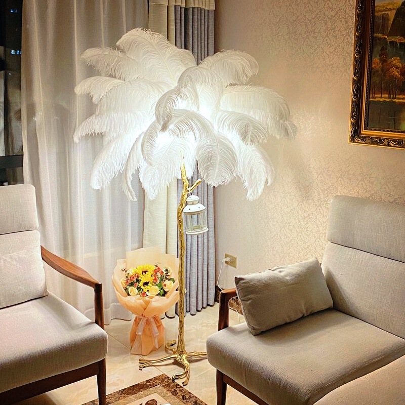 Feather Floor Lamp Living Room Bedroom Light Luxury Internet Famous Ostrich Instagram Decorative Atmosphere Table Lamp Nordic Personality
