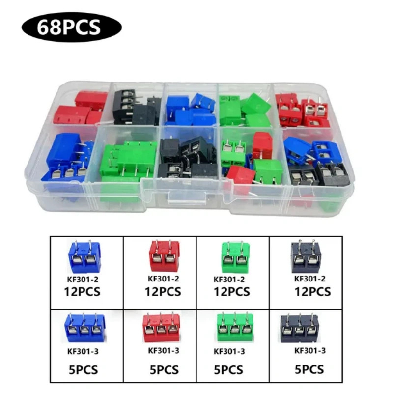 68PCS /135PCS KF301-2P/3P/4P螺钉端子5.0mmPCB可拼接端子连接器