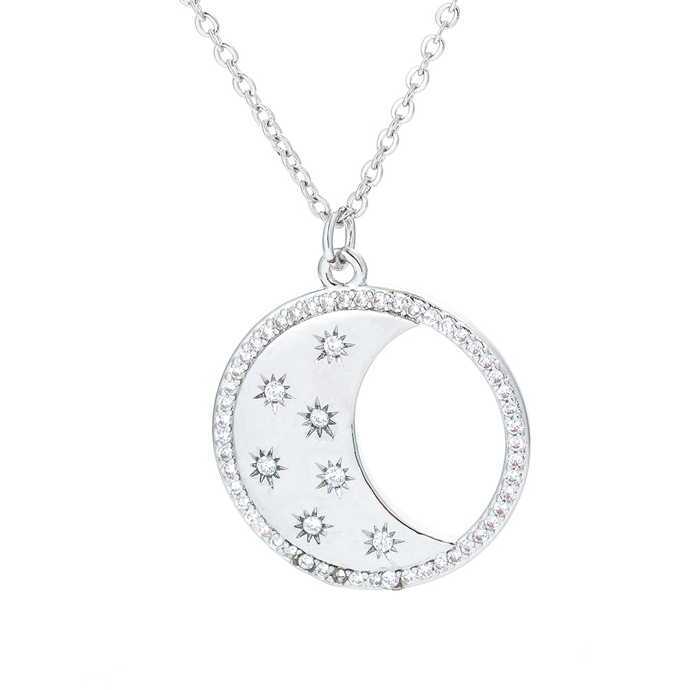 10g Weight Necklace Classification Wedding, Travel Occasion Star And Moon Personality Star And Moon Copper Clavicle Chain