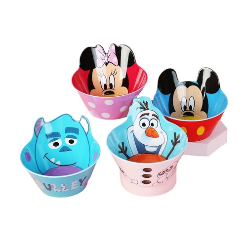 Disney Children's 3D Shaped Bowl and Plate Food-Grade Cartoon Bowl Fruit and Vegetable Bowl Anti-Slip High-Temperature Resistant