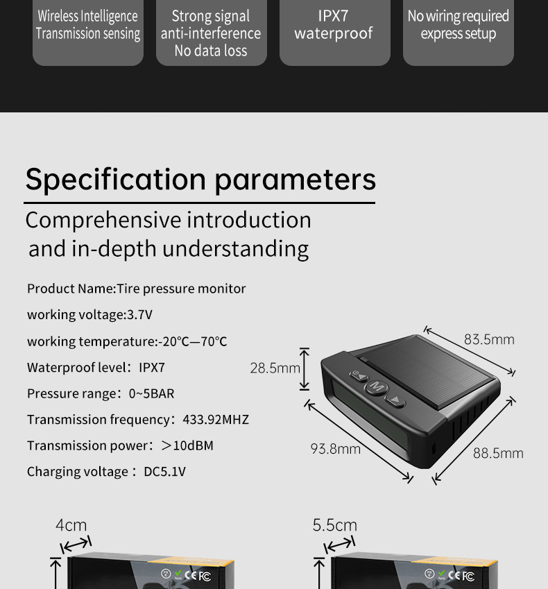Car Tire Pressure Monitoring, Small Car Tire Pressure Monitor, Tpms, Tire Pressure Detection, Tire Pressure Sensor, Cross-Border E-Commerce