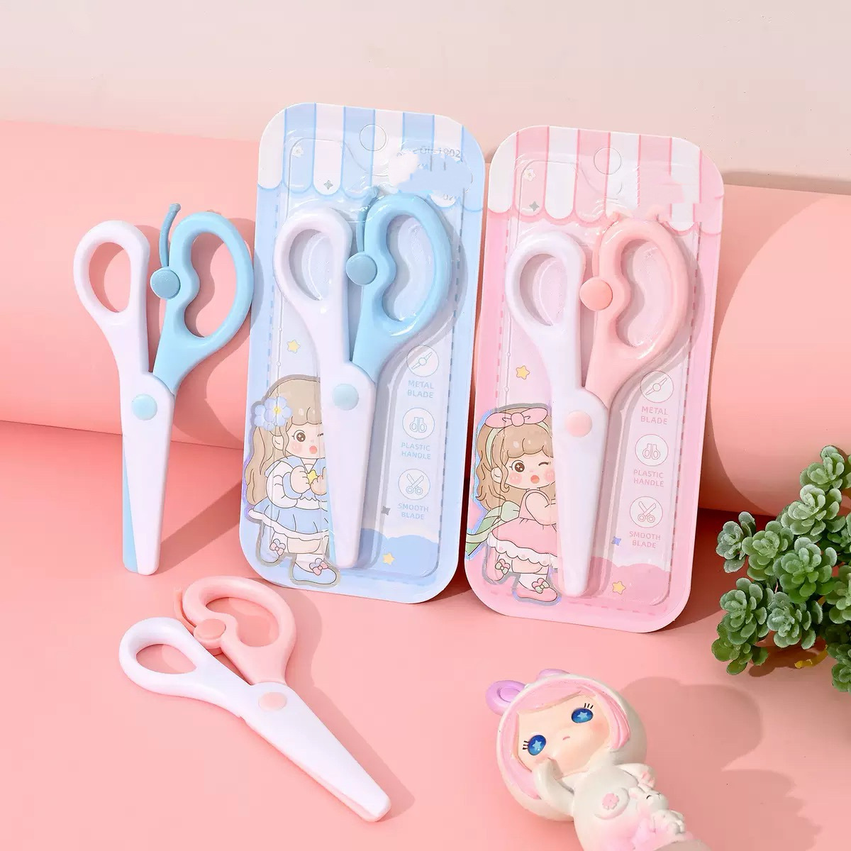 유치원 수제 가위 초등학생 둥근 머리 DIY 종이 절단 가위 안티 핀치 안전 작은 가위 어린이 가위