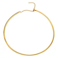 Huan Mu ювелирные изделия из титановой стали с золотым воротником 18K золото простое ожерелье женские украшения