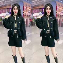 欧货2025年春季网红新款时尚短款外套女重工网纱钉珠宽松显瘦上衣