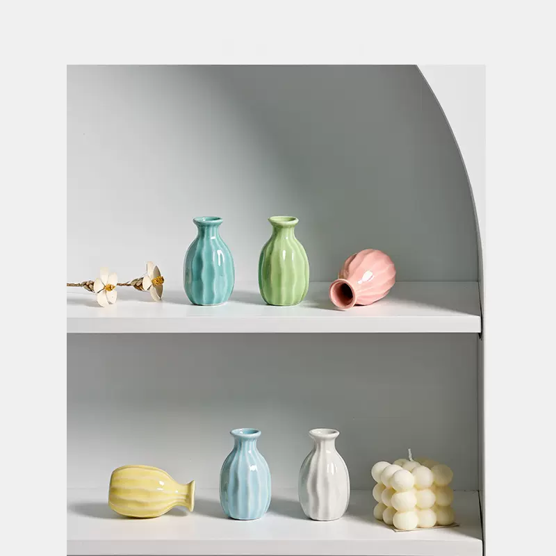 陶瓷小花瓶干花摆件客厅餐桌电视柜酒柜酒店软装家居插花器装饰品