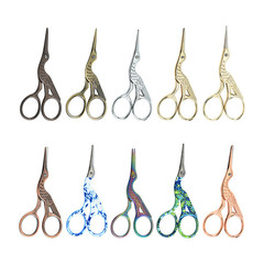 Yangjiang Manufacturer Wholesale 9.3/11.5CM Crane Type Retro Scissors Beauty Shears Retro Small Crane Shear
