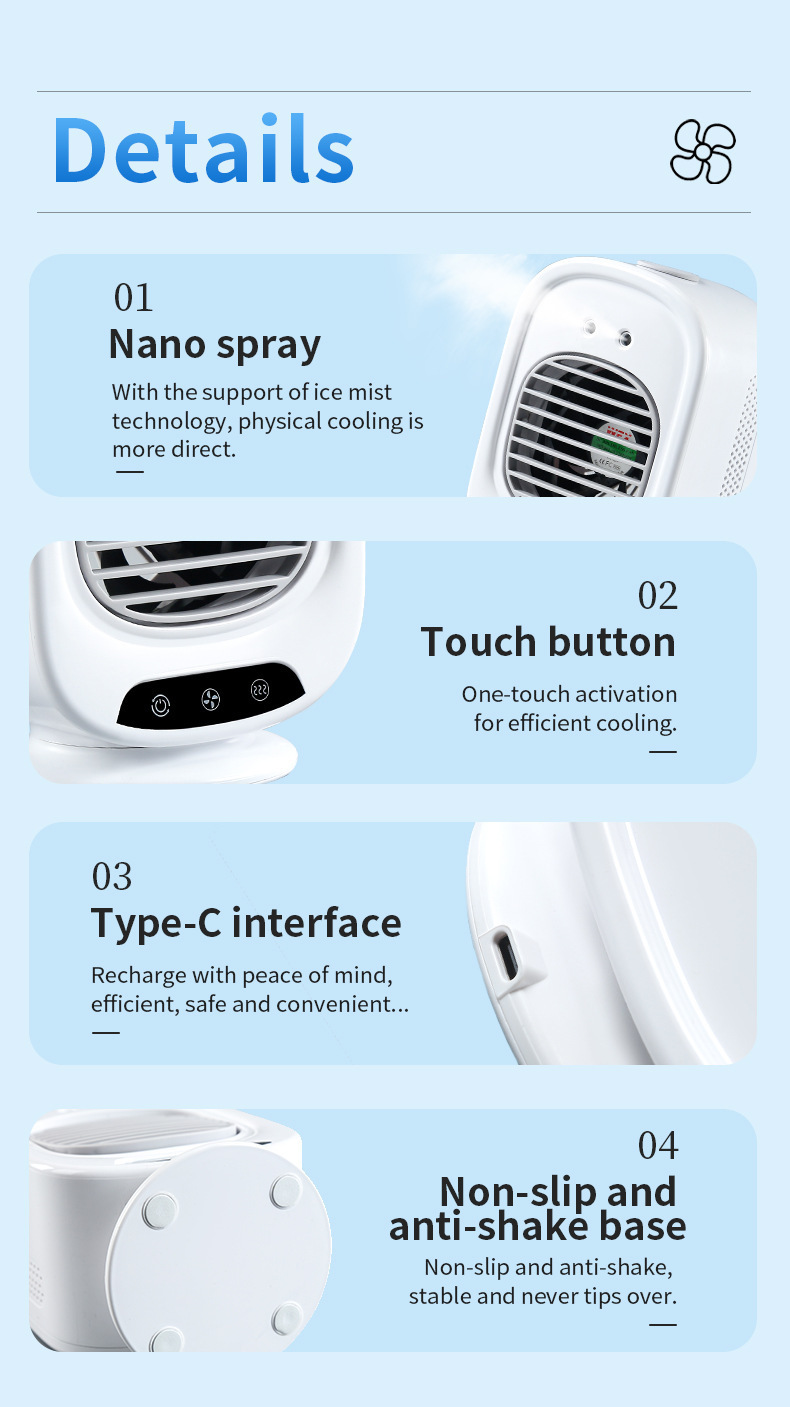 Portable Car Air Conditioner Spray Fan Usb Desktop Cooling Fan_voghion.com