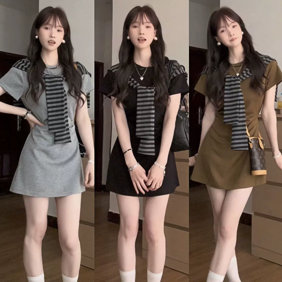 2025 минималистичный стиль, летнее платье с короткими рукавами и круглым вырезом, модная тонкая длинная юбка в корейском стиле в стиле ретро для женщин, стиль чистой страсти