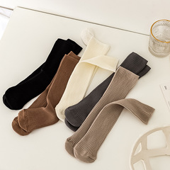 兒童小腿襪堆堆襪女童精梳棉直板中筒襪純色簡約無跟寶寶長筒襪