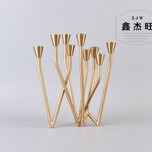 烛台样板房间装饰品金属水晶简约现代美式欧式餐桌金色摆件合金