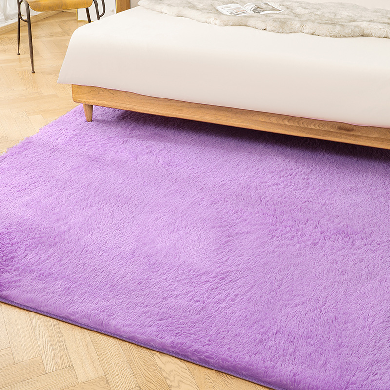 Fábrica al por mayor de lana larga alfombra tie-dyed degradado de color engrosada alfombra de cifrado sala de estar dormitorio mesita de noche alfombra manta de noche