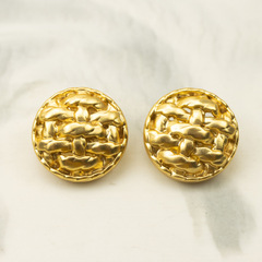 Knitted style French Chanel style rough wool coat with metal buttons imitation gold buttons