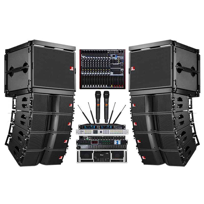 Fábrica de fuente doble 8 pulgadas 10 pulgadas escenario profesional conjunto de sonido de matriz lineal altavoz remoto de alta potencia a prueba de agua activo