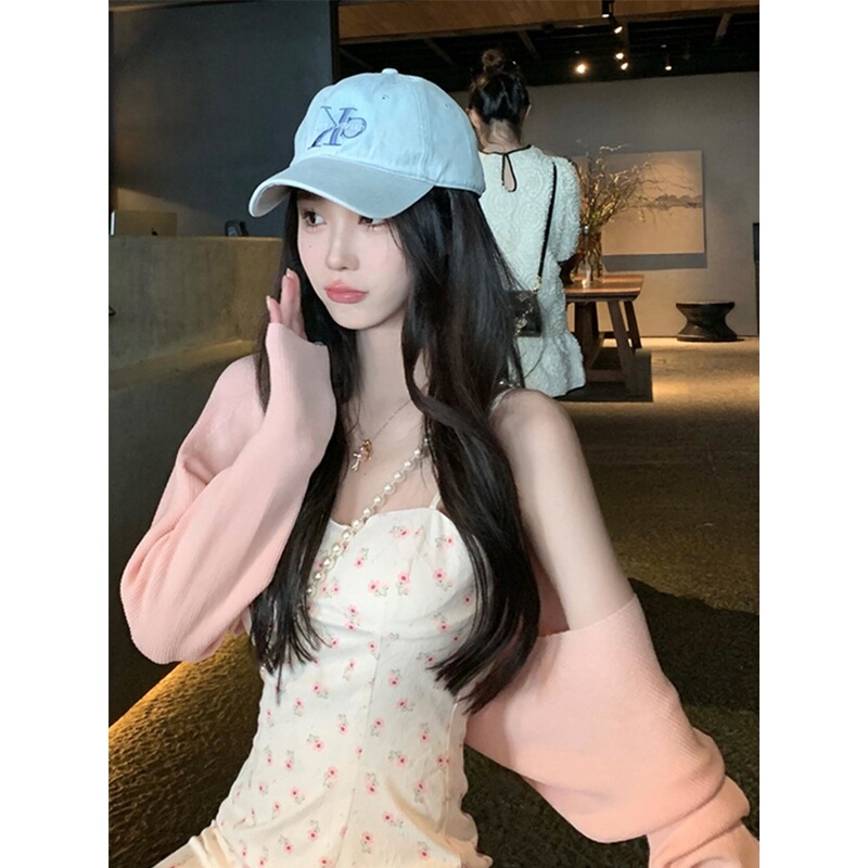 Ice Silk Knitted Cardigan Women's Summer Thin Shawl Outer Long Sleeve Sunscreen Blouse Short Waistcoat Top