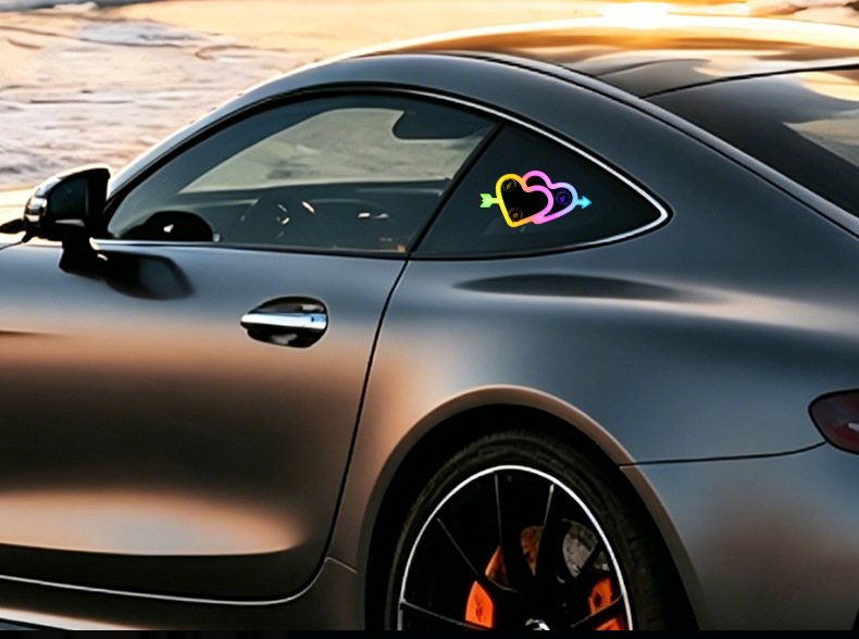 Car Heart-Shaped Light, Solar Decorative Light, Led Warning Light, Triangular Window Rear Window Car-Mounted Fun and Cute Atmosphere Light