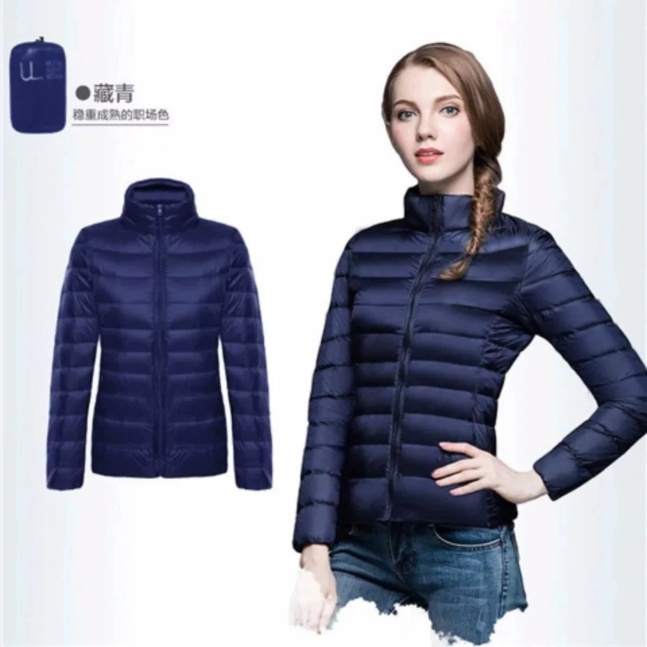 【Европейские и американские размеры Plus Size】Новая легкая женская куртка-пуховик 2025 года, с воротником-стойкой, наполнителем из белого утиного пуха, короткое женское пальто