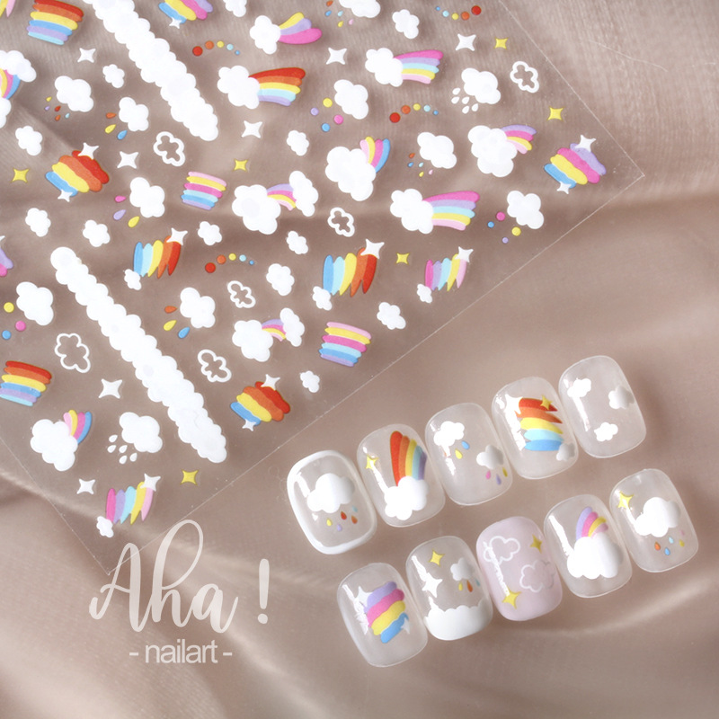 Peach Girl pequeño patrón ultrafino adhesivo impermeable calcomanías de uñas en línea celebridad de dibujos animados oso pegatinas cara sonriente